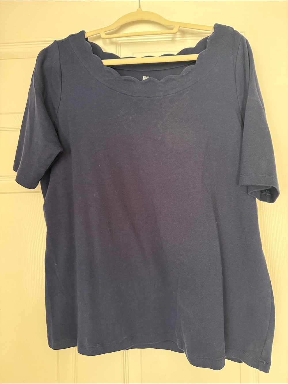 Kim Rogers Navy Scallop Neck Short Sleeve Tee